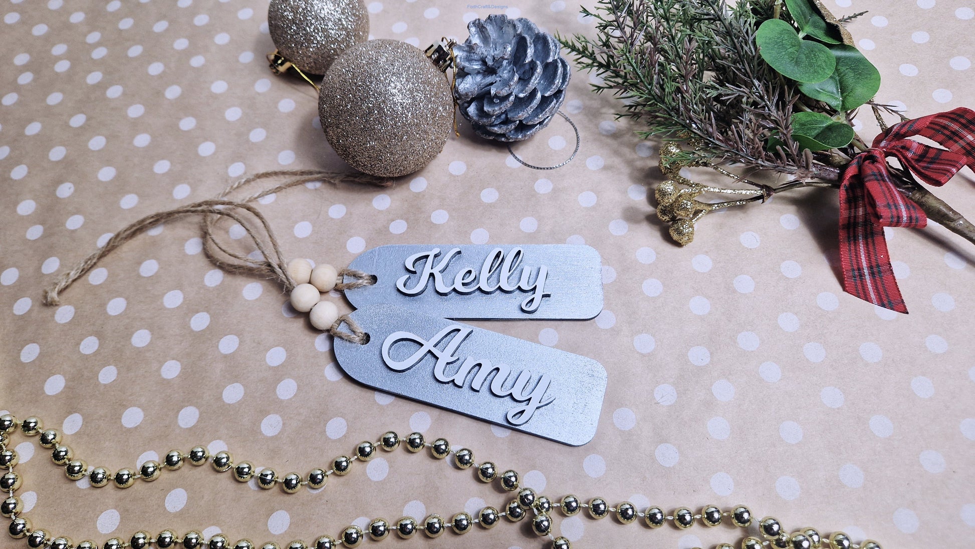 Christmas wooden personalised gift tags