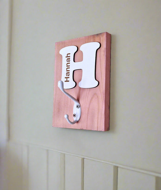 Personalised childrens coat and bag hook