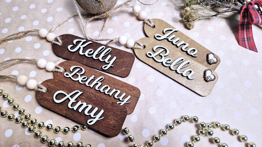 Christmas wooden personalised gift tags-Forth Craft and Designs