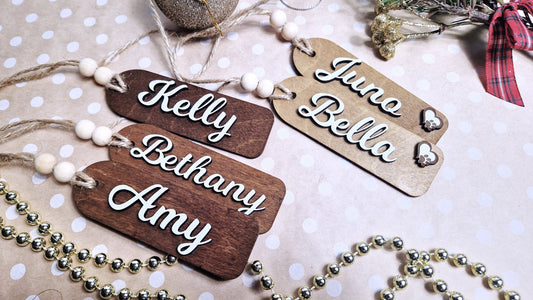 Christmas wooden personalised gift tags