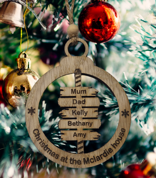 Personalised sign post style bauble