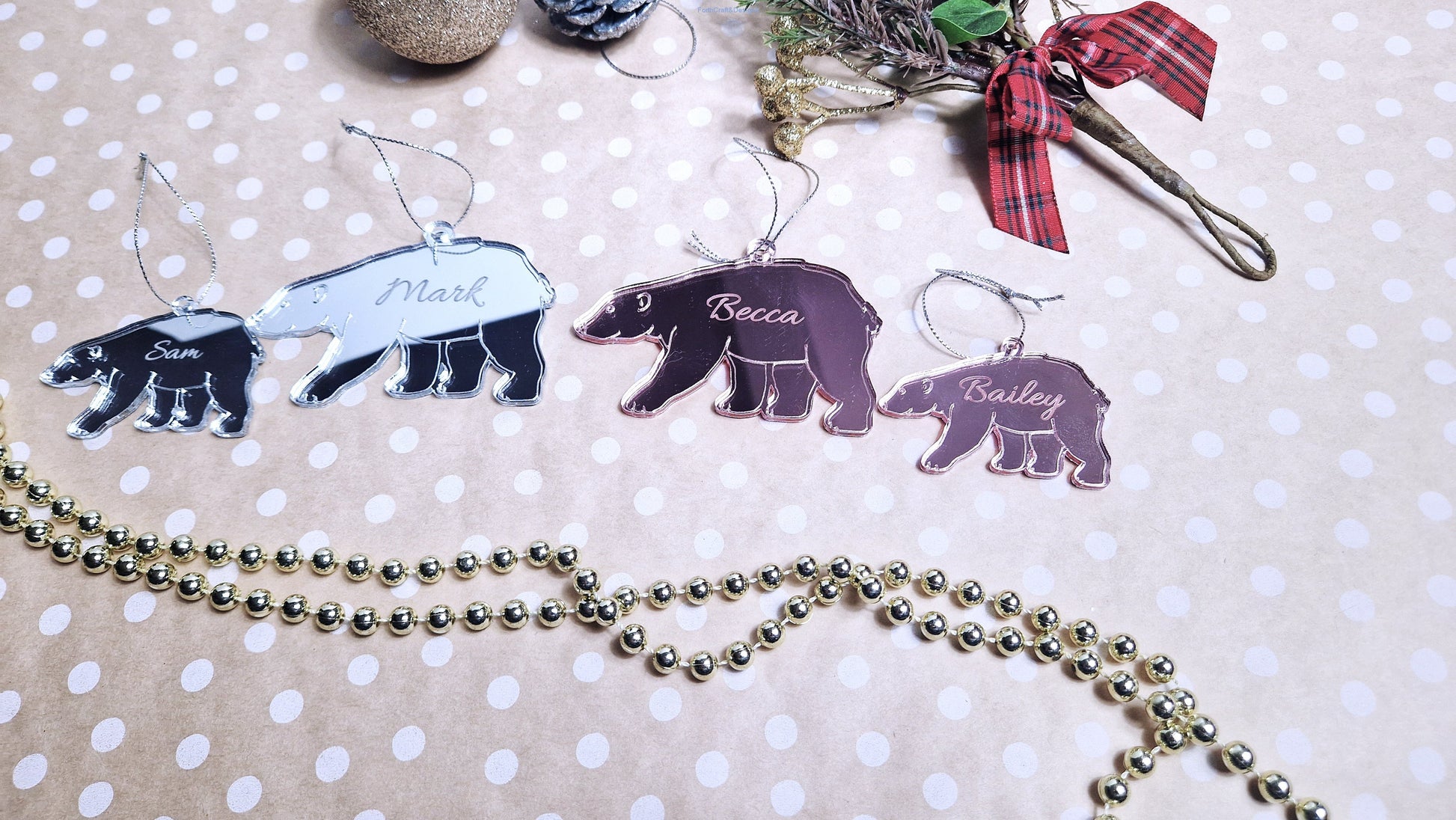 Personalised polar bear tree baubles
