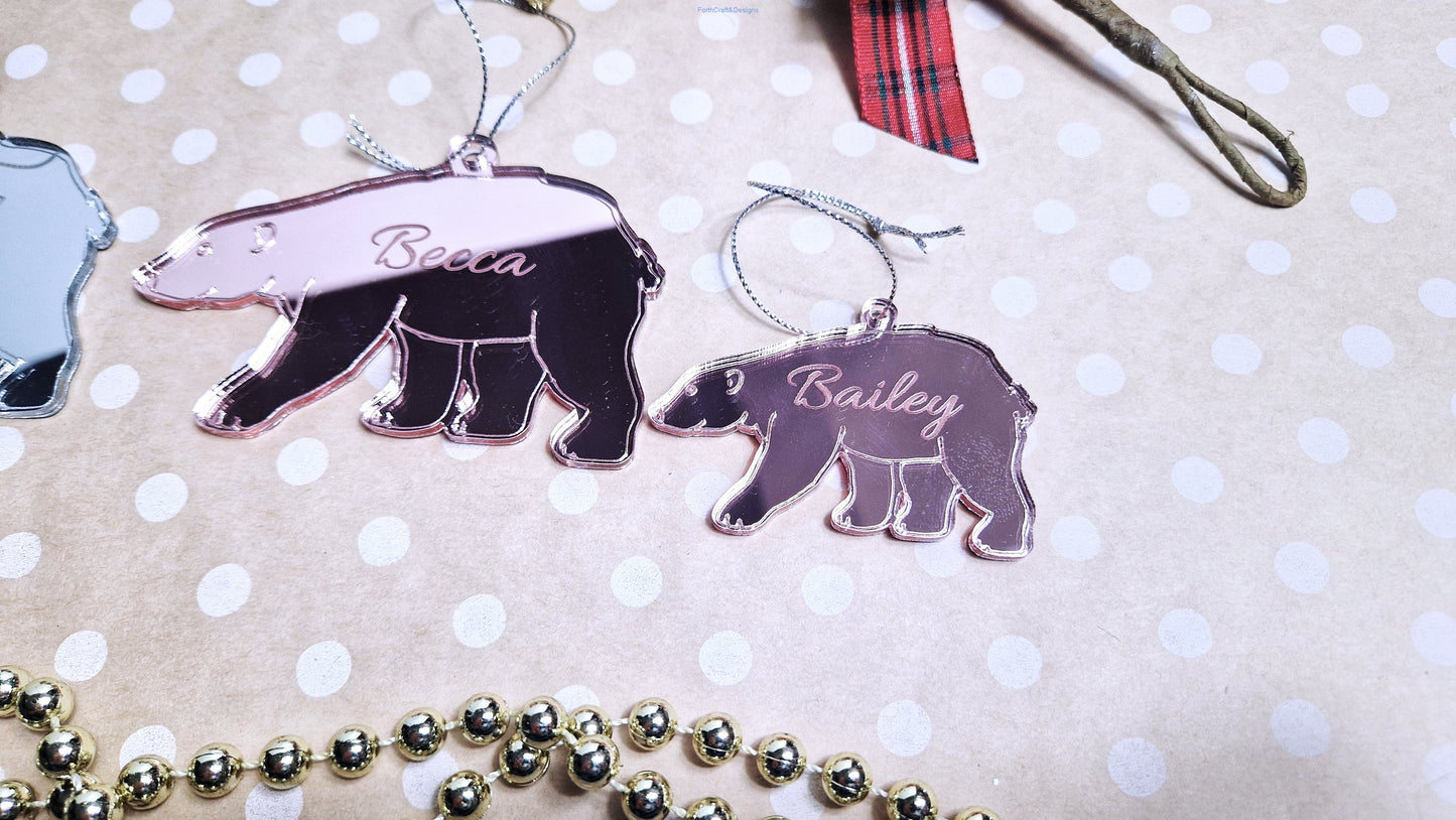 Personalised polar bear tree baubles