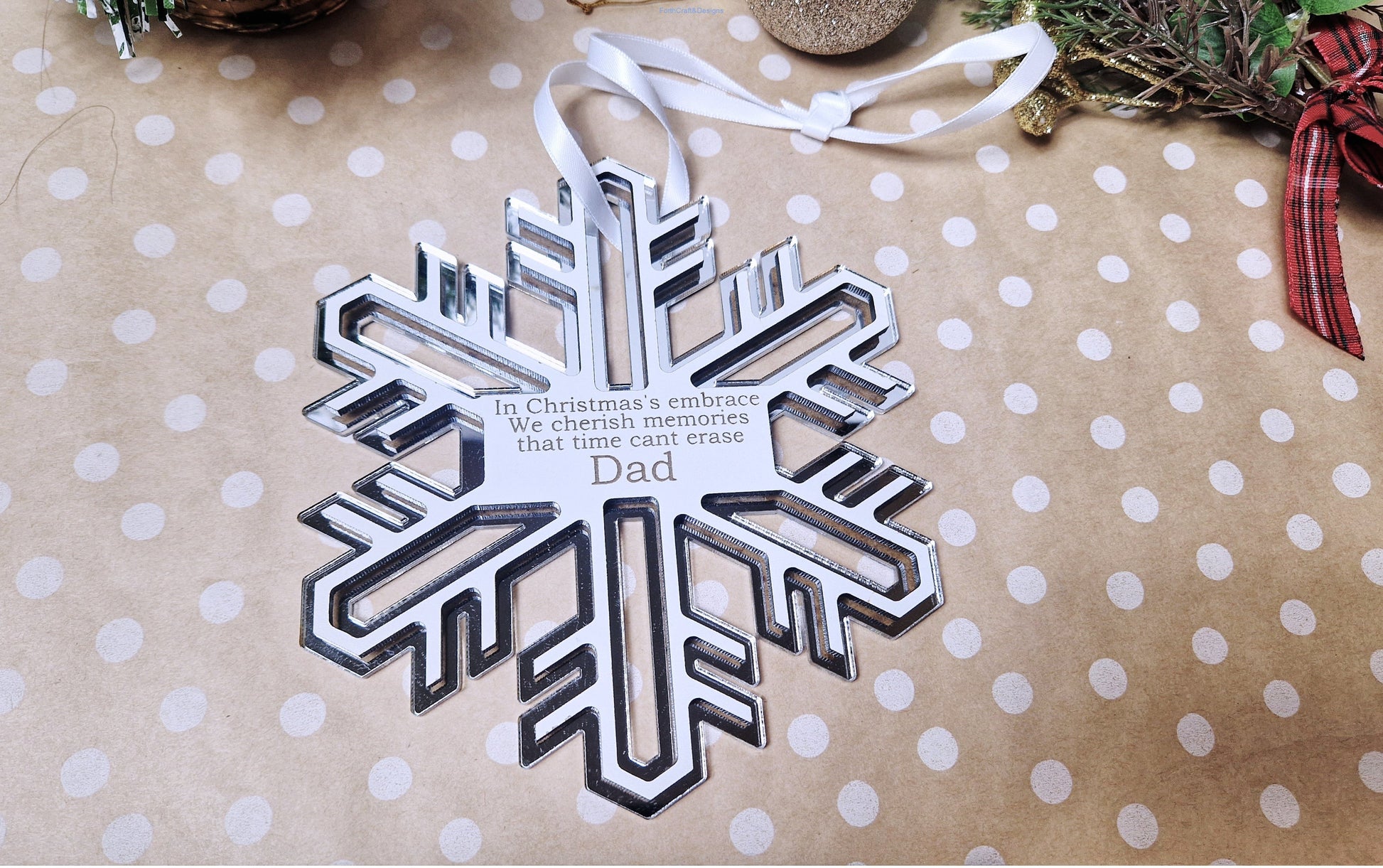 Personalised Christmas memorial snowflake bauble