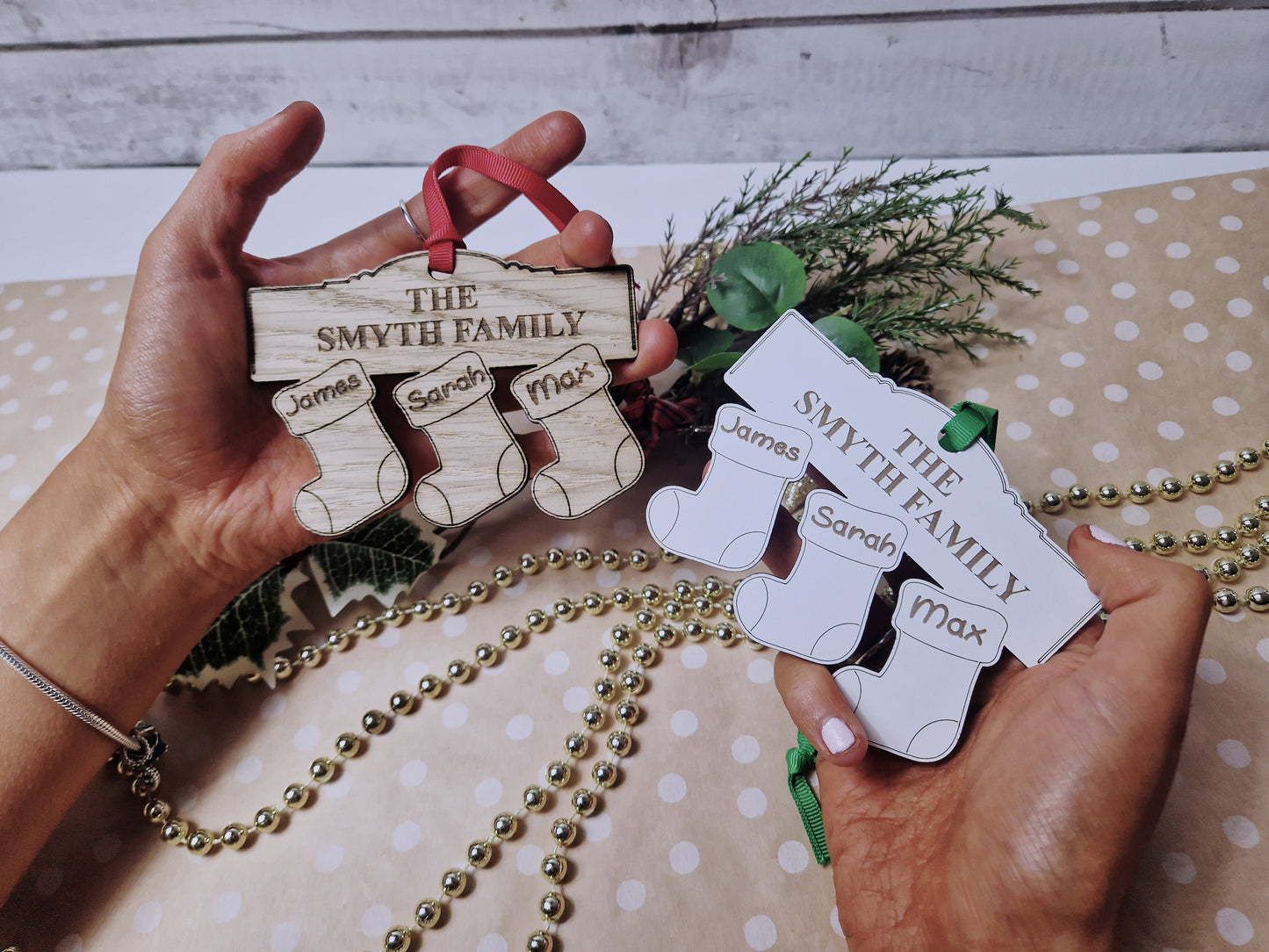 Personalised family tree christmas bauble