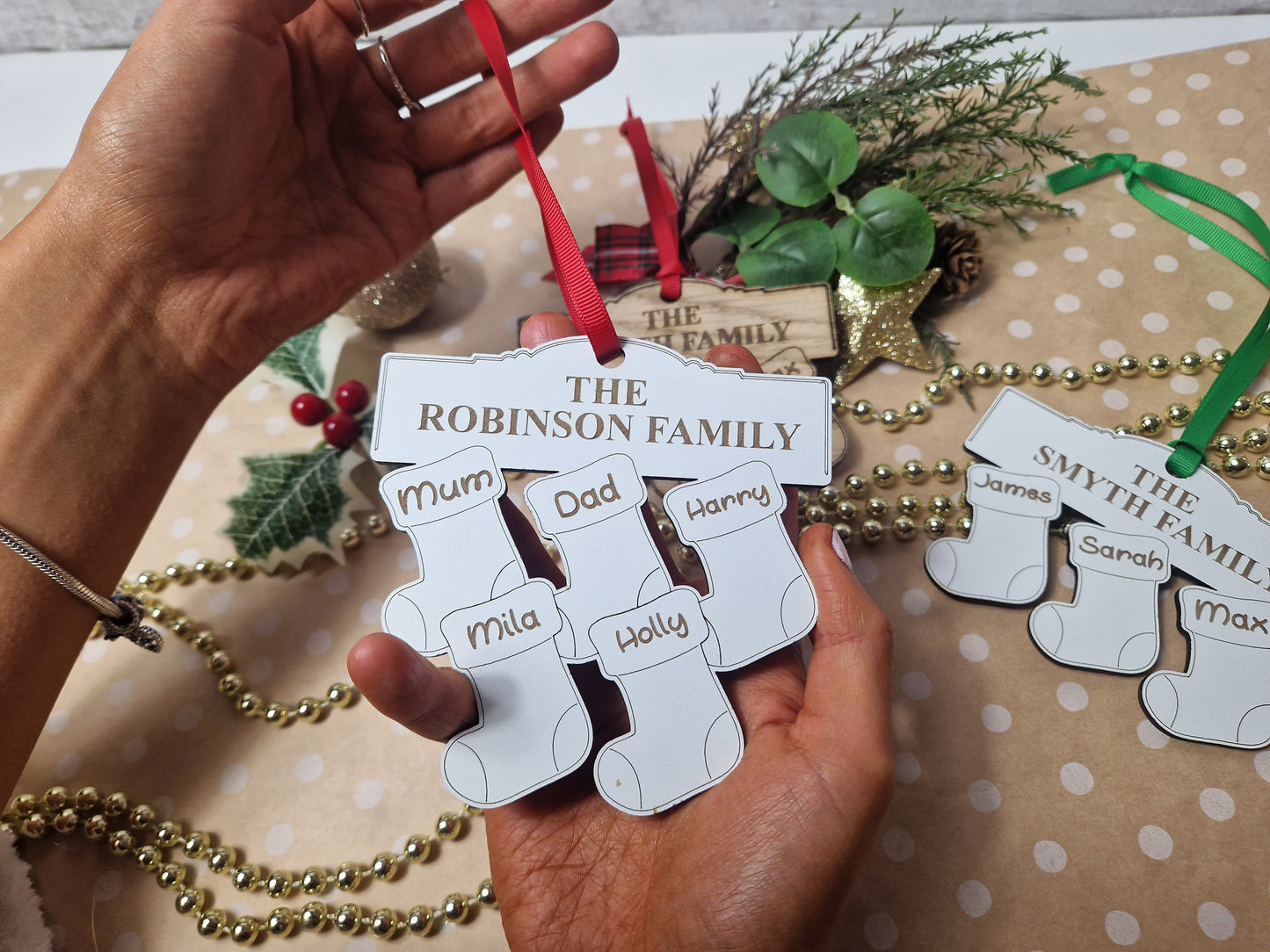 Personalised family tree christmas bauble