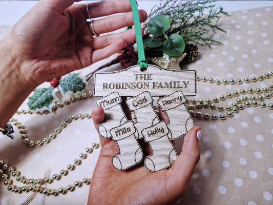 Personalised family tree christmas bauble