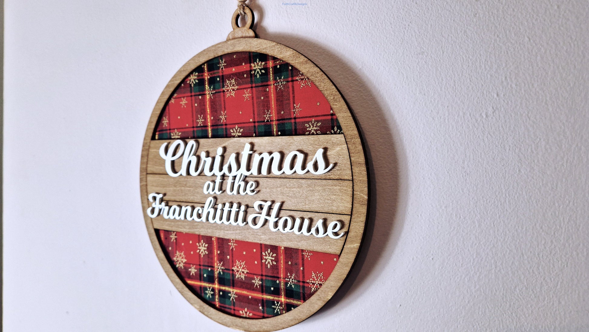 Personalised Tartan Christmas wreath, Bauble shaped