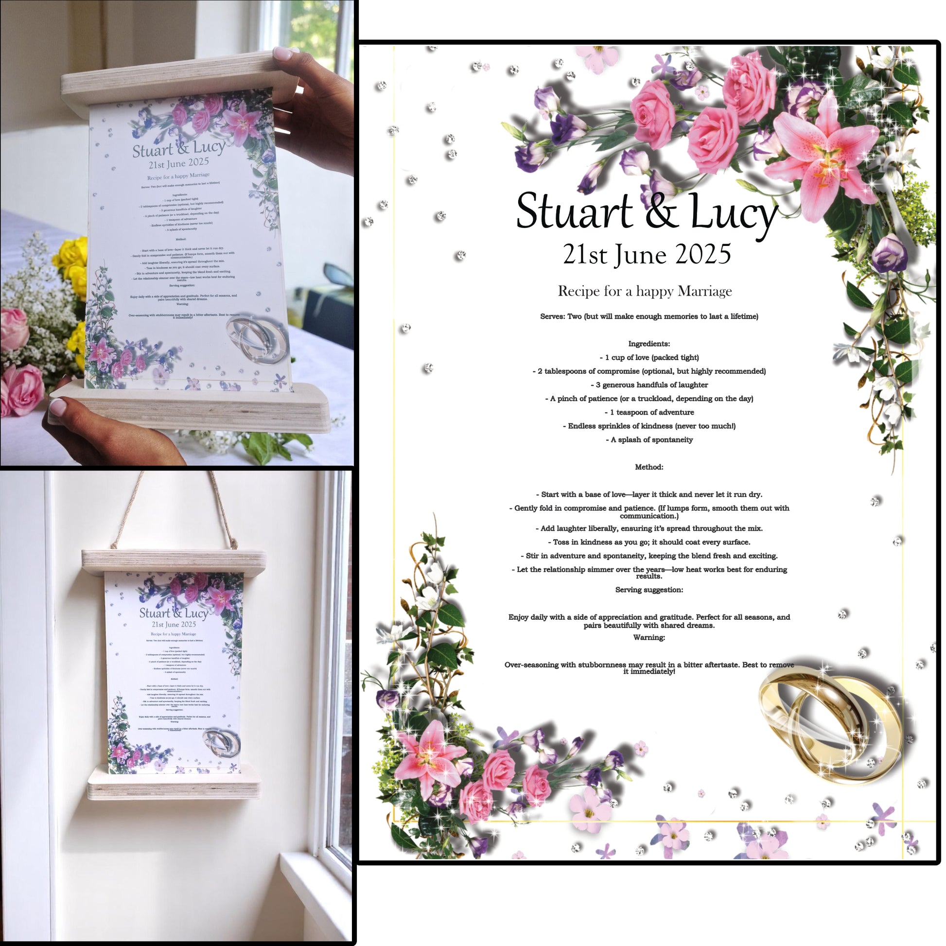 Recipe for a happy marriage wall plaque