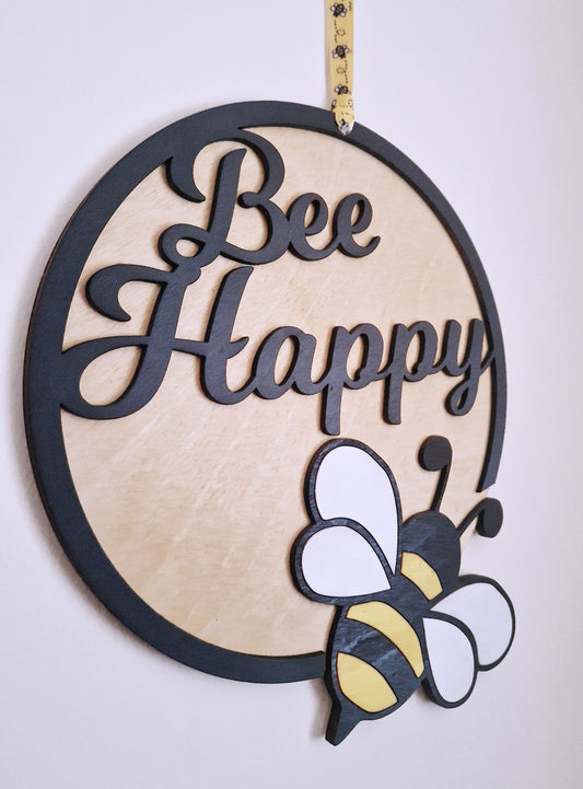 Bee happy wall plaque