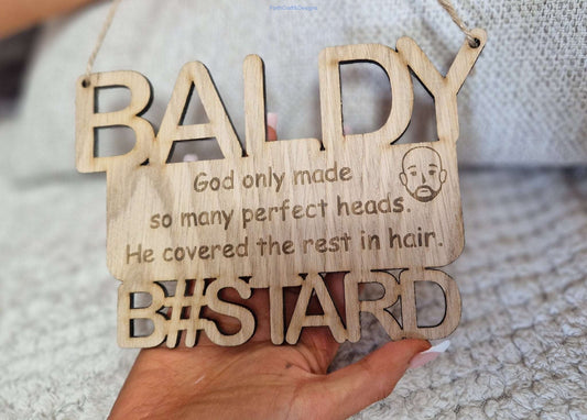 Cheeky wall plaque bald baldy.-Forth Craft and Designs