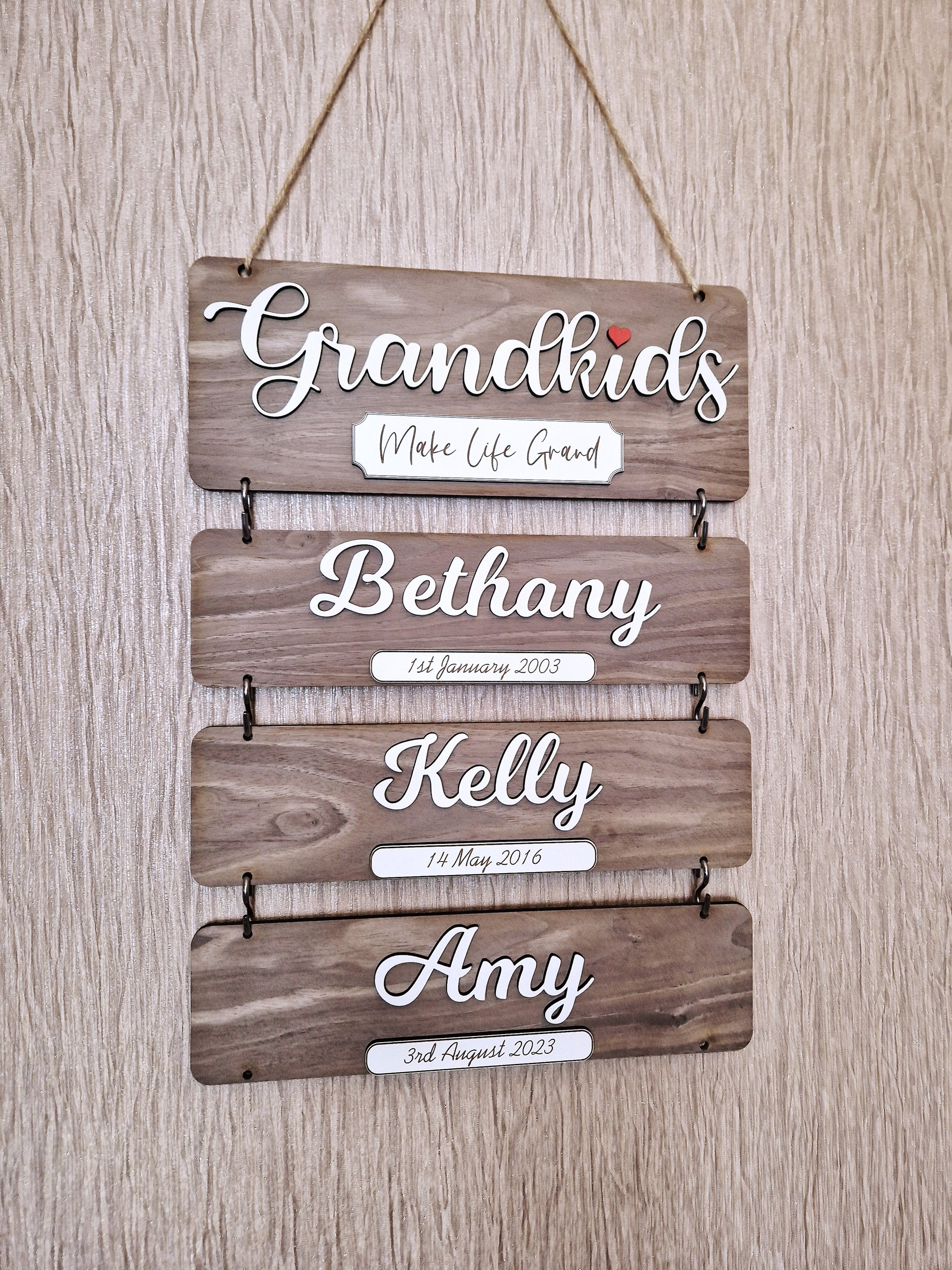 Grandchildren's wooden birthday reminder