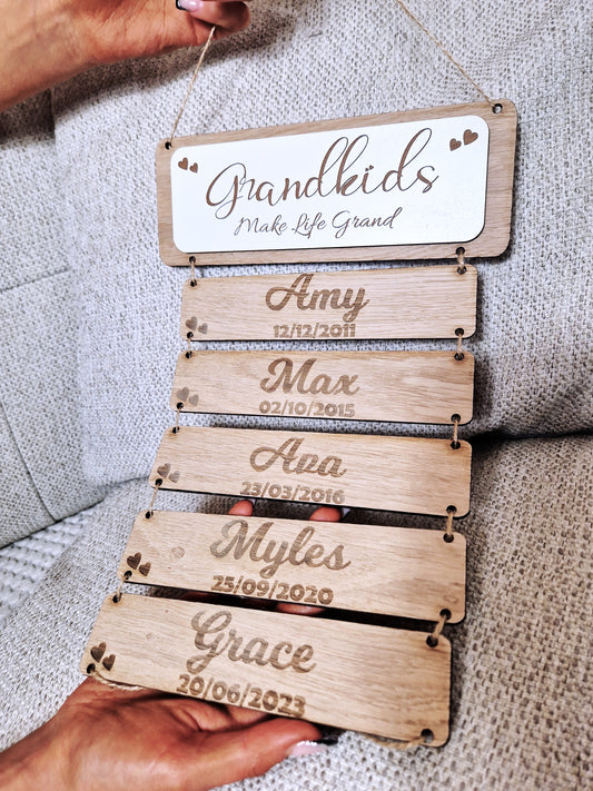 Grandchildren's wooden birthday reminder