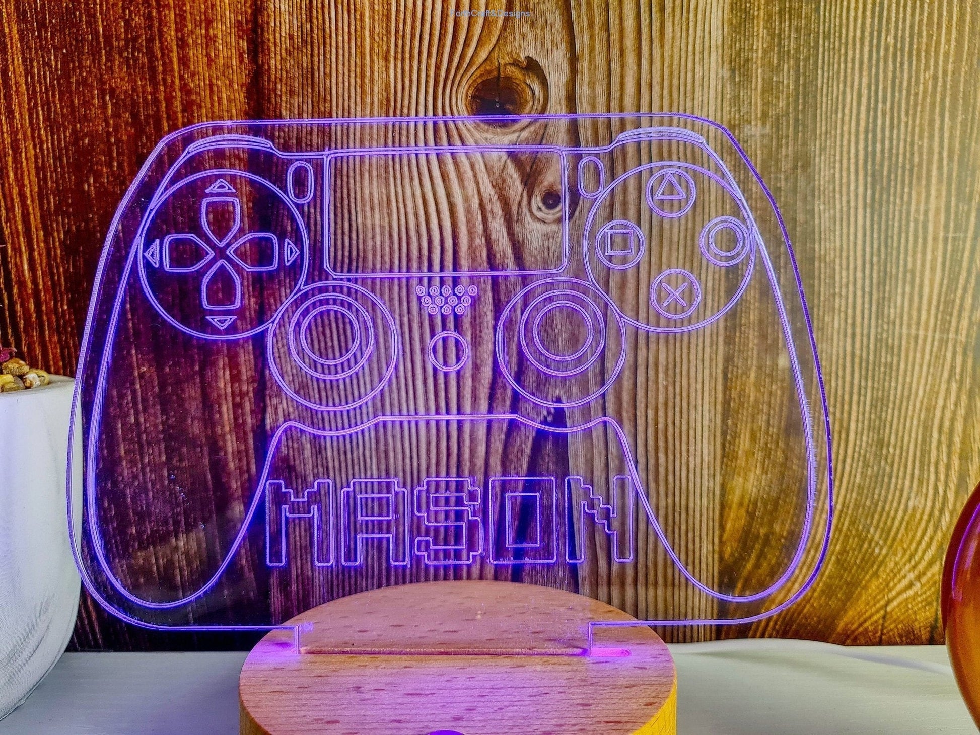 LED Name Night Light, Personalized Video Game Controller Neon Sign