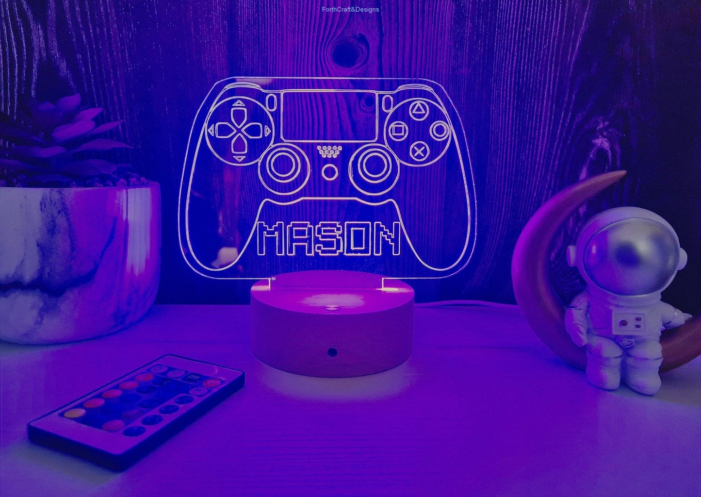LED Name Night Light, Personalized Video Game Controller Neon Sign