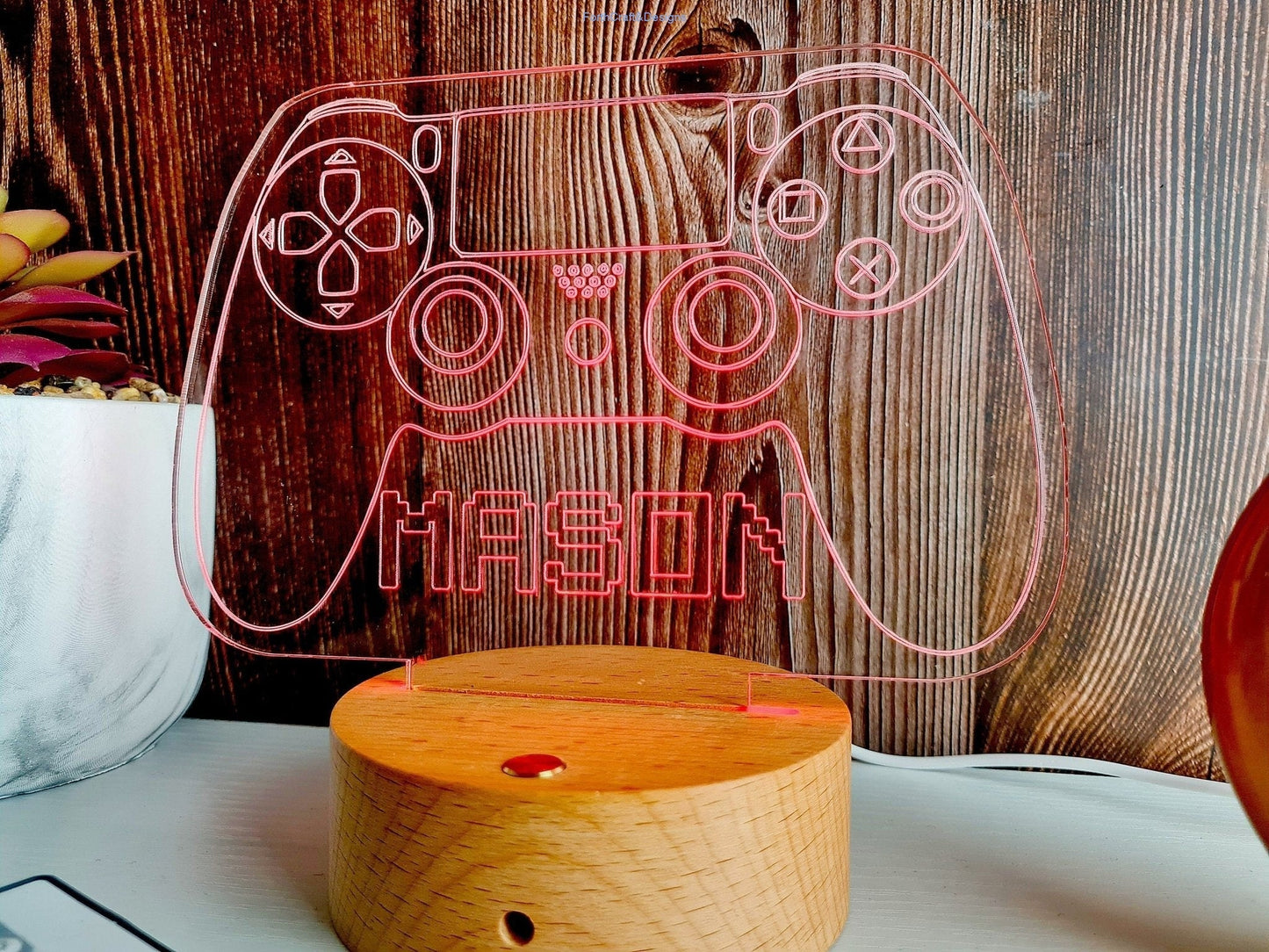 LED Name Night Light, Personalized Video Game Controller Neon Sign
