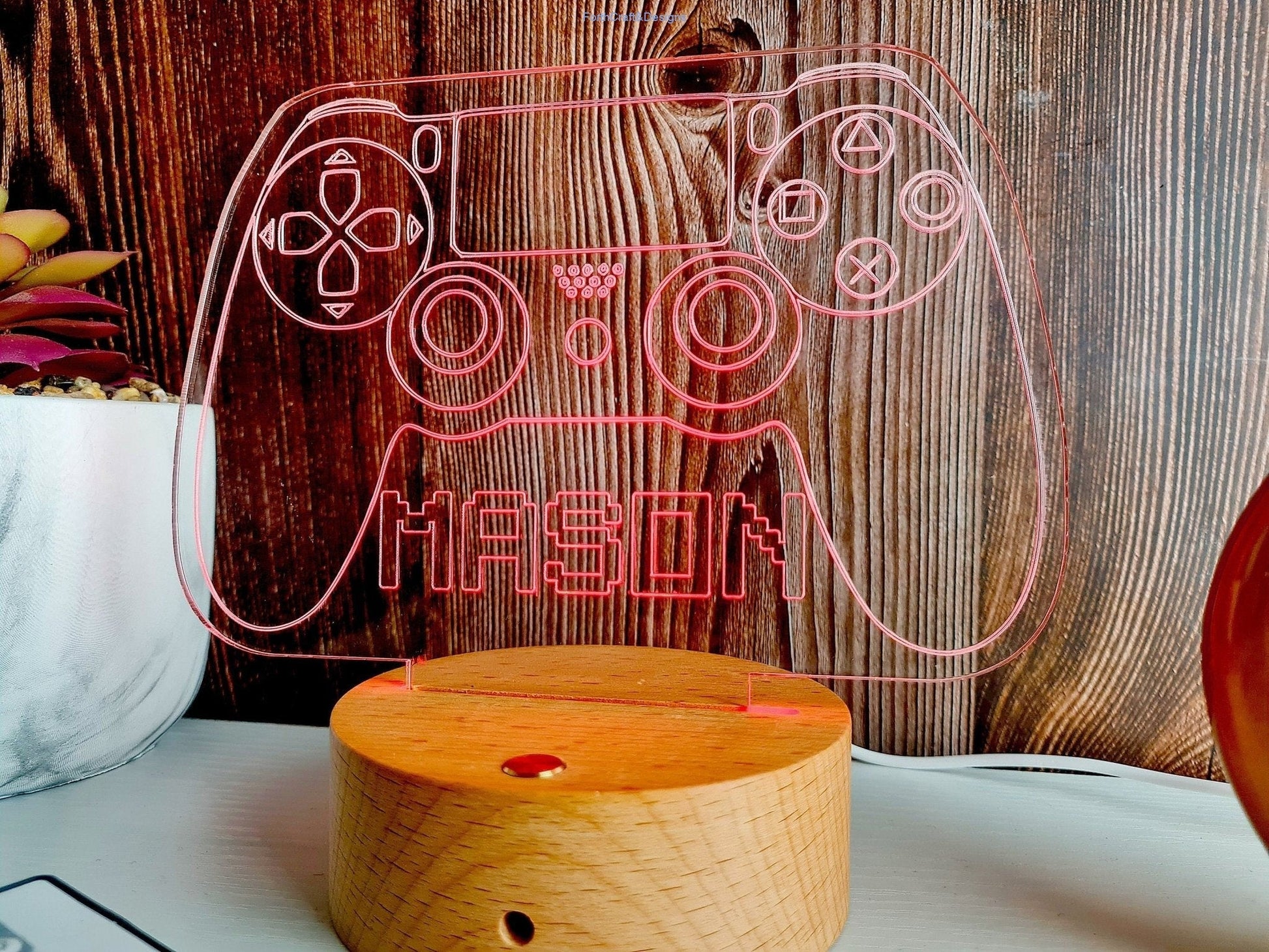 LED Name Night Light, Personalized Video Game Controller Neon Sign