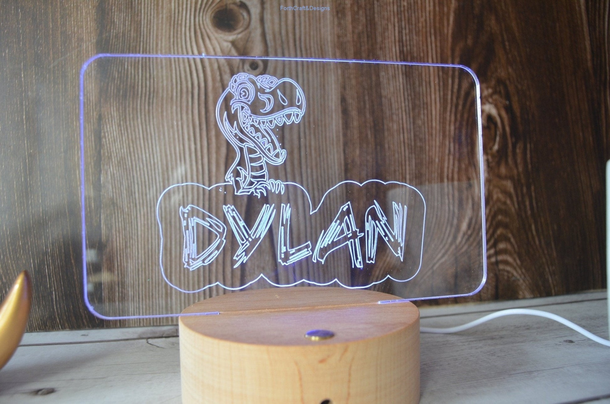LED night light , personalised sign, custom dinosaur themed ,