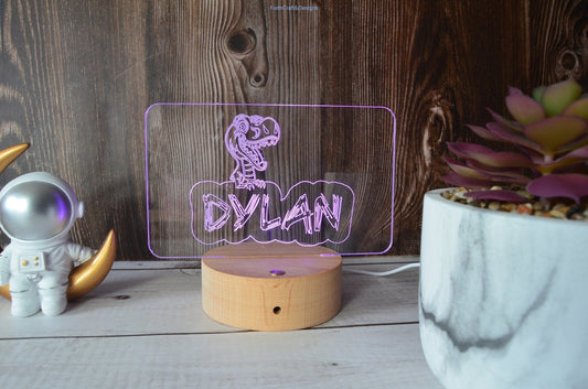 LED night light , personalised sign, custom dinosaur themed ,