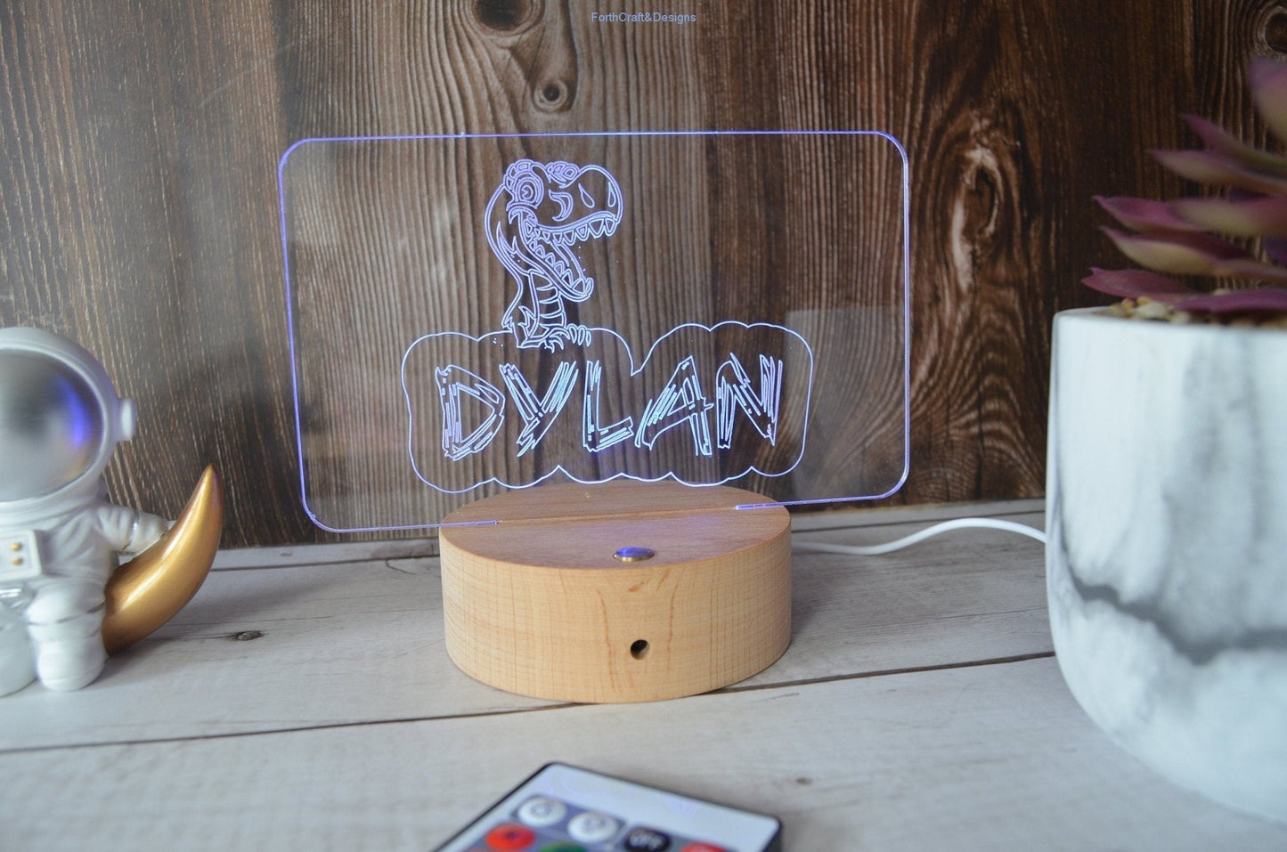 LED night light , personalised sign, custom dinosaur themed ,