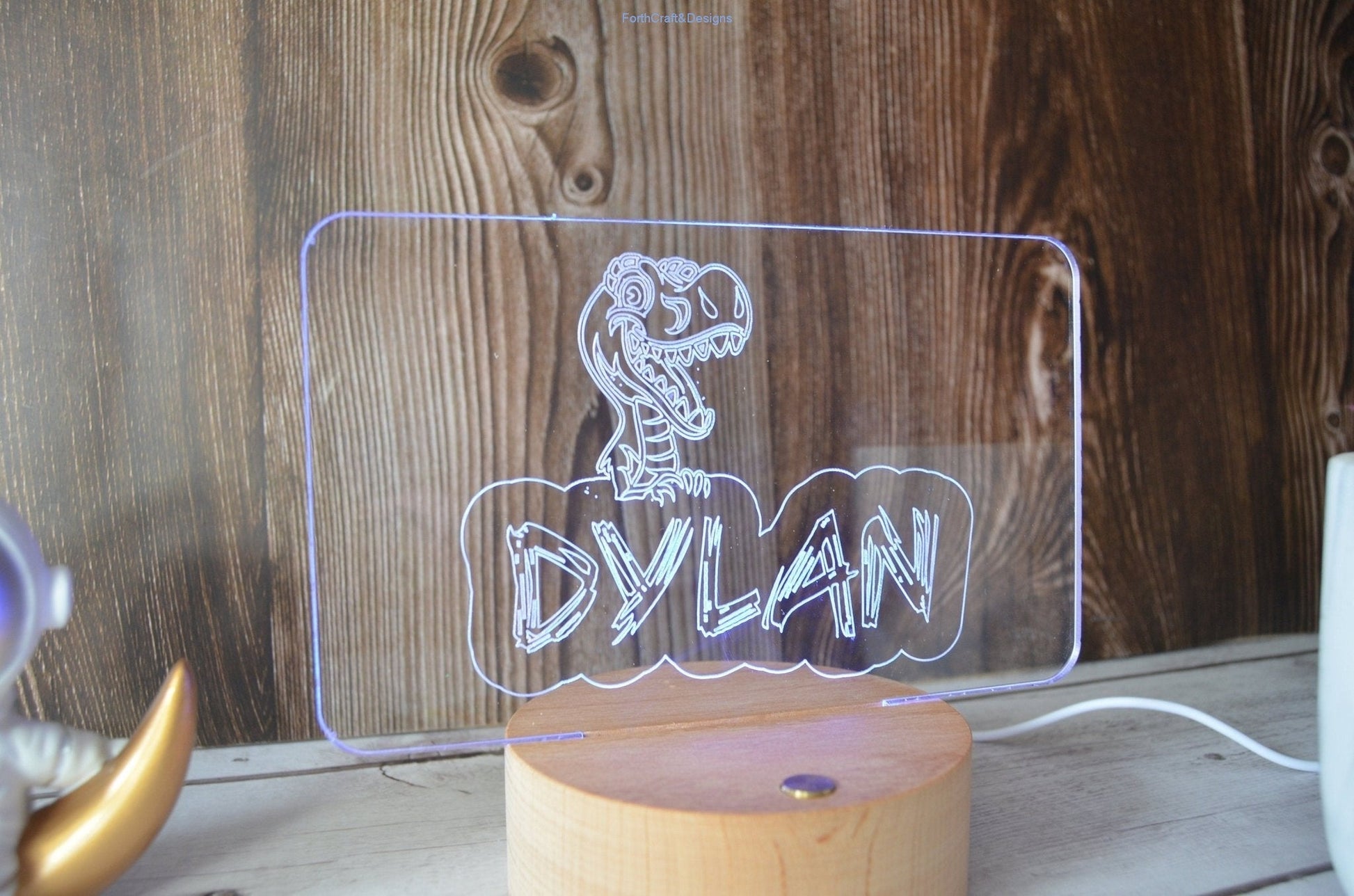 LED night light , personalised sign, custom dinosaur themed ,