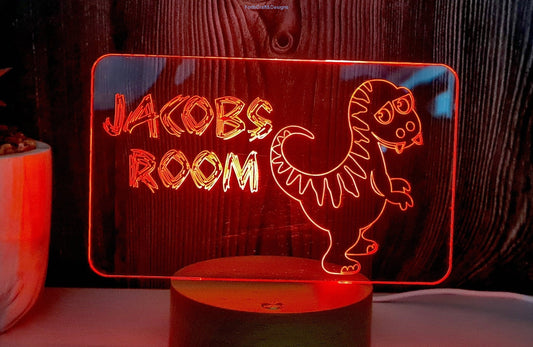LED night light , personalised sign, custom dinosaur themed ,