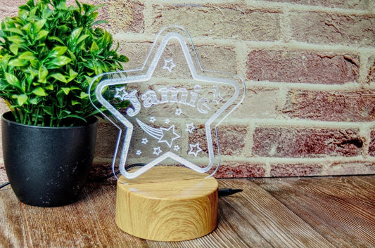 LED night light , personalised sign, custom light,Star spape-Forth Craft and Designs