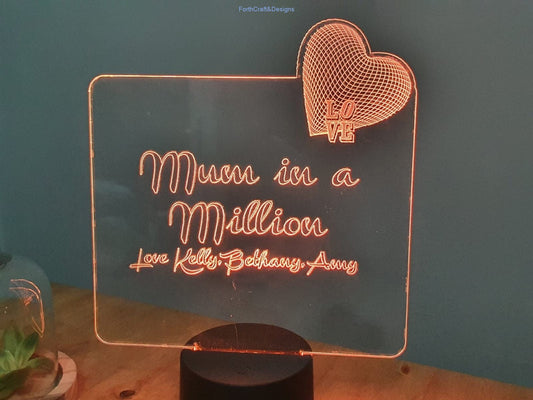 LED night light , personalised sign, mothers day gift,