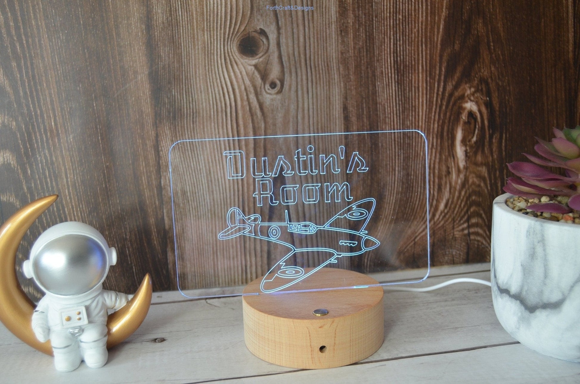 LED night light , personalised sign, plane themed aircraft spitfire