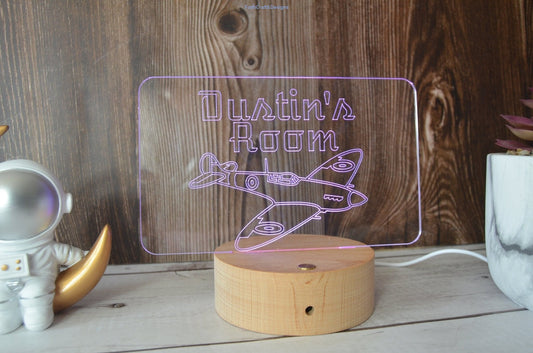 LED night light , personalised sign, plane themed aircraft spitfire