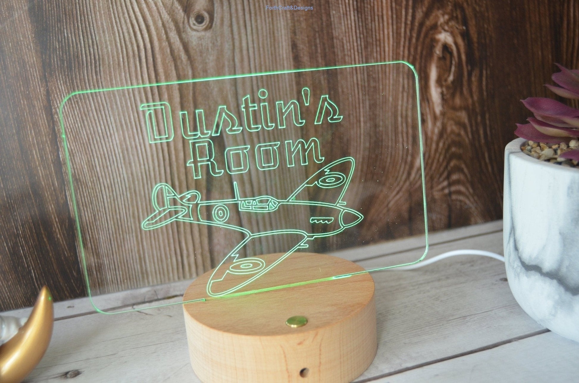 LED night light , personalised sign, plane themed aircraft spitfire