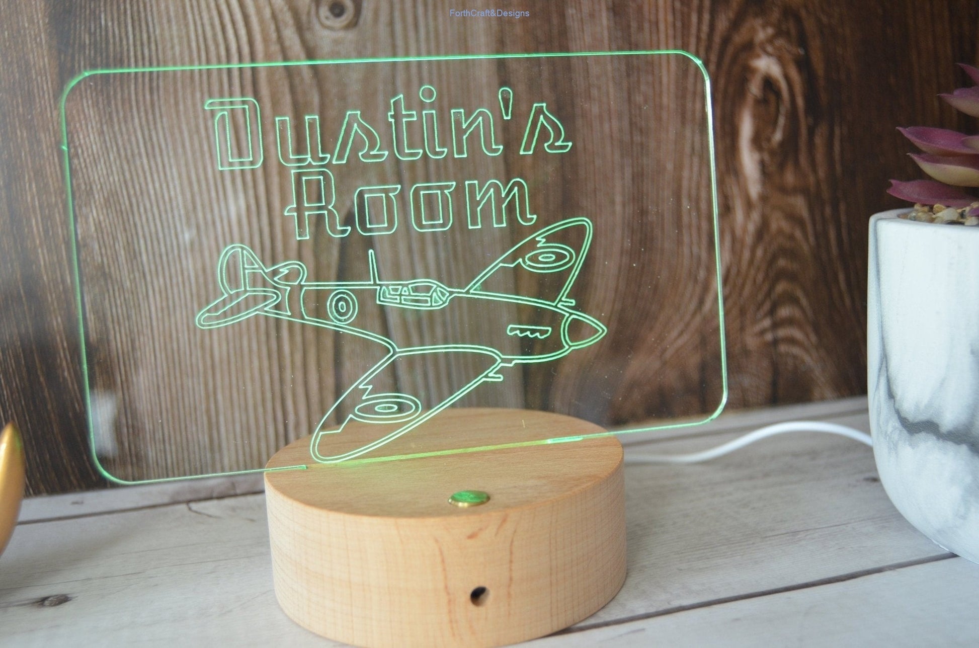 LED night light , personalised sign, plane themed aircraft spitfire