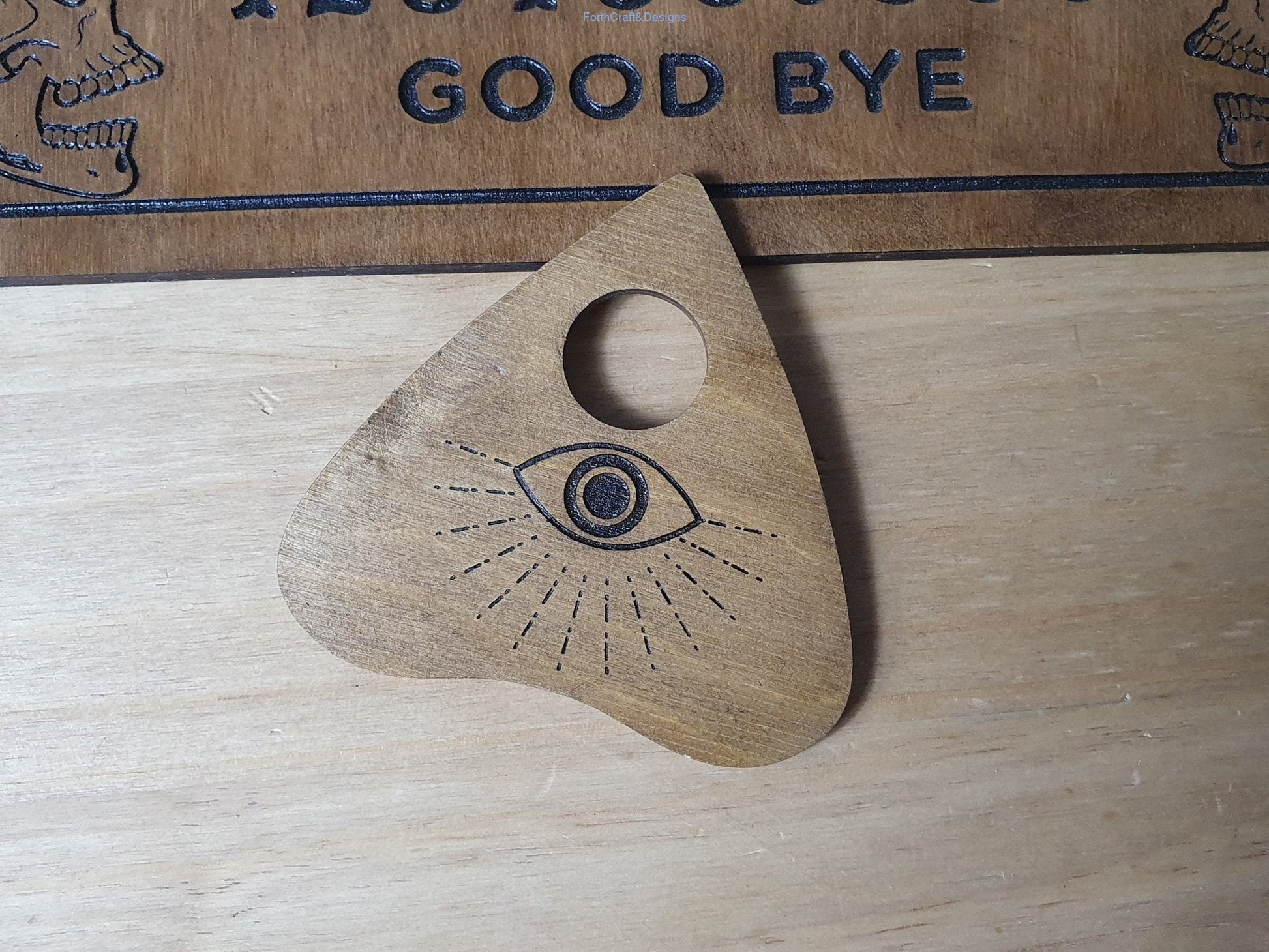 Ouija board, handmade wooden party game, Halloween board game
