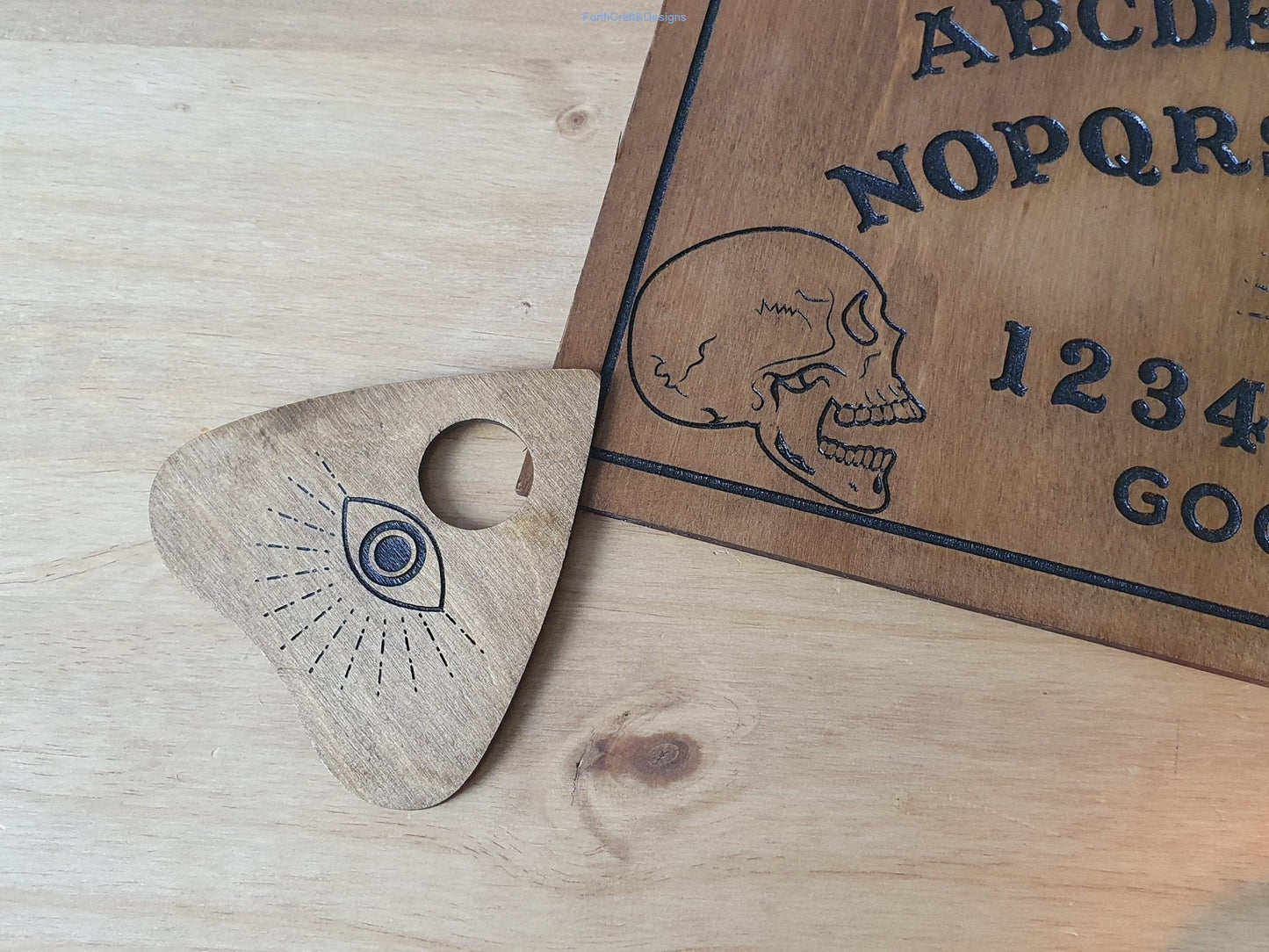 Ouija board, handmade wooden party game, Halloween board game
