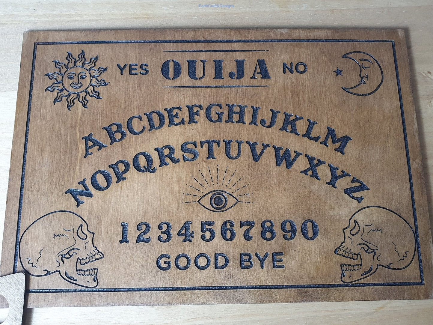 Ouija board, handmade wooden party game, Halloween board game