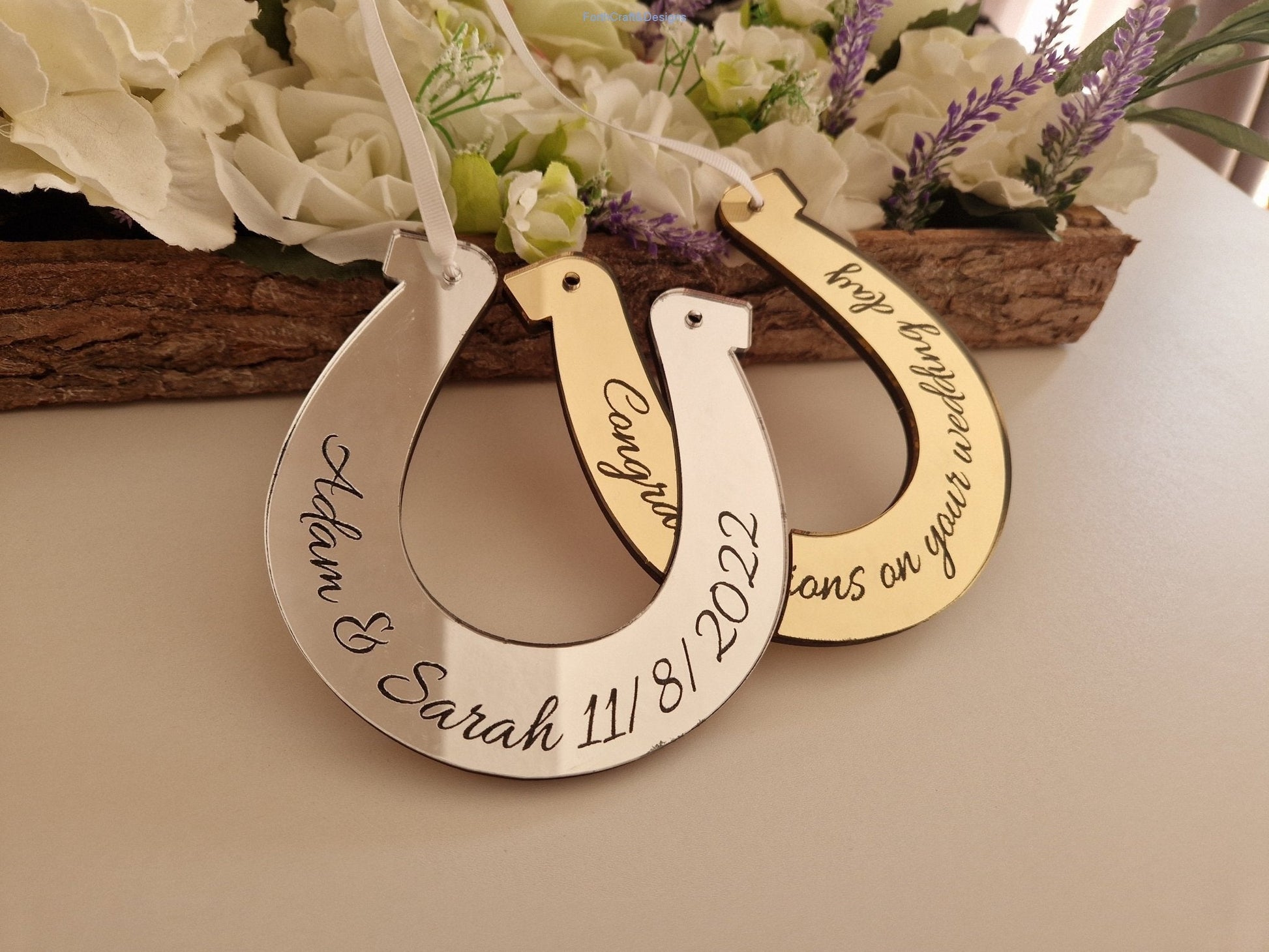 Personalised acrylic wedding double horse shoe