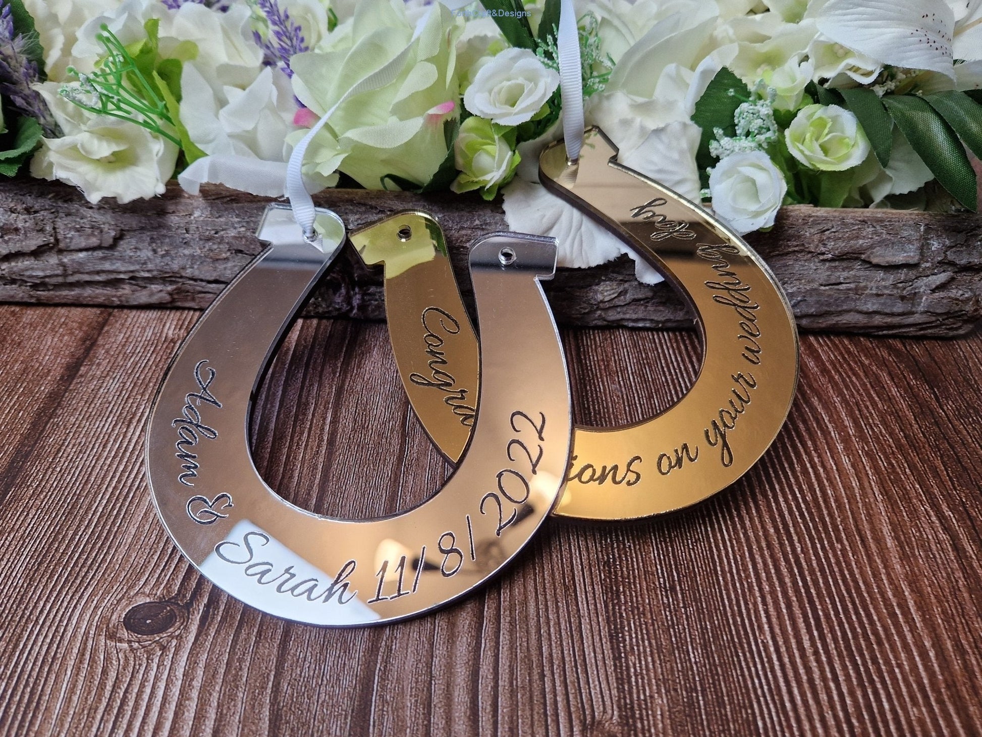 Personalised acrylic wedding double horse shoe