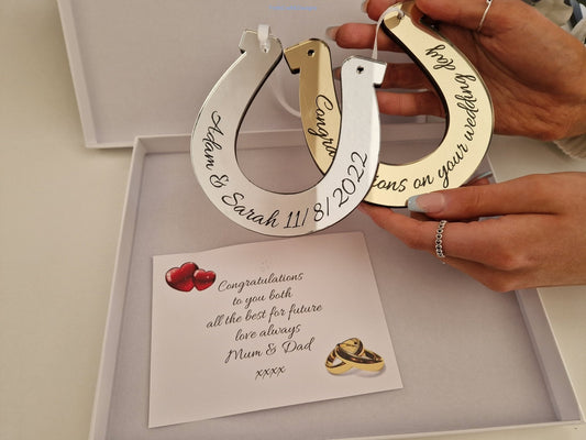 Personalised acrylic wedding double horse shoe-Forth Craft and Designs