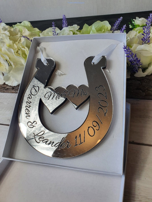 Personalised acrylic wedding horse shoe-Forth Craft and Designs