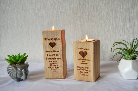 Personalised Anniversary tea light holder-Forth Craft and Designs