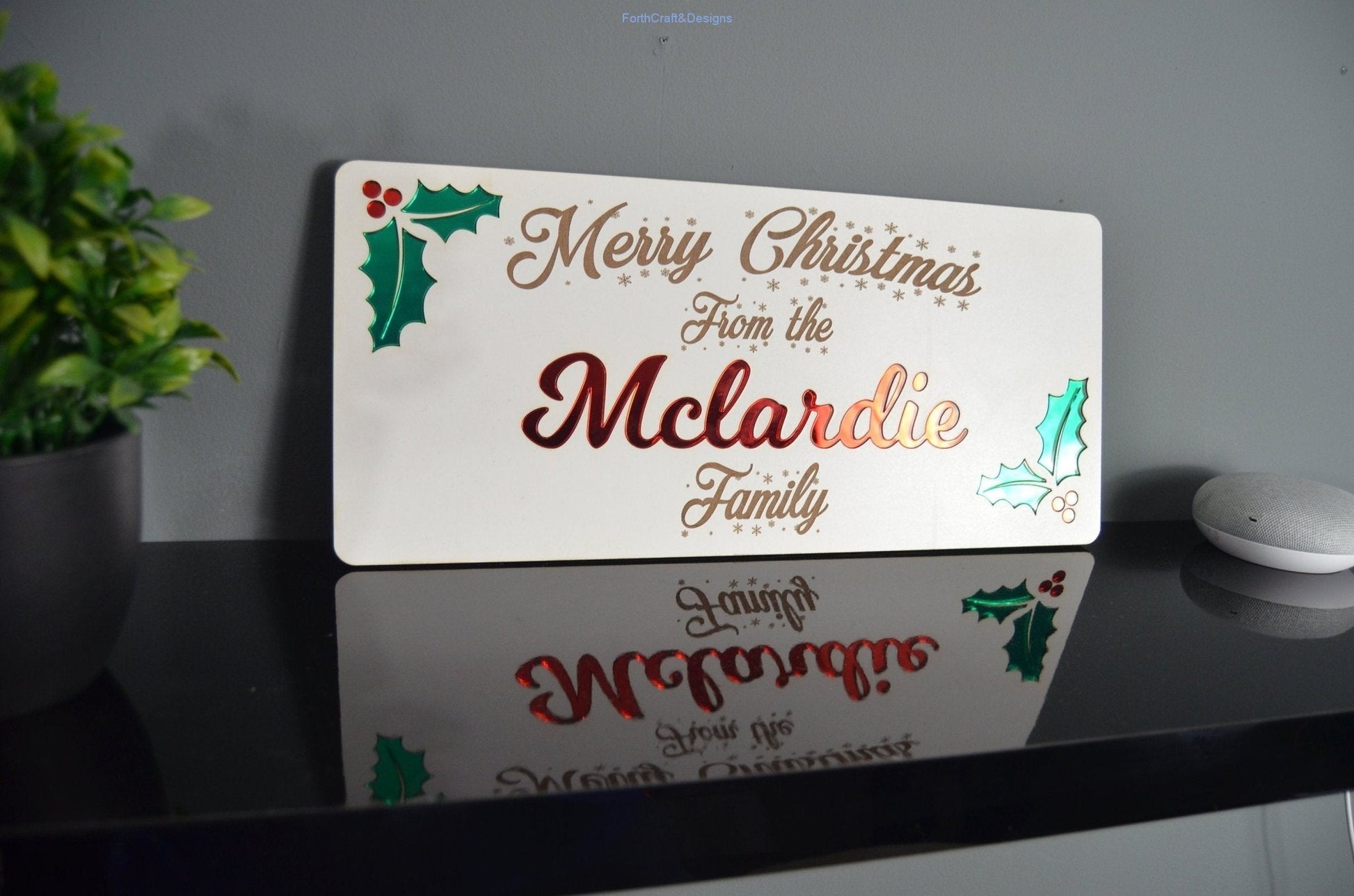 Personalised christmas family name sign,