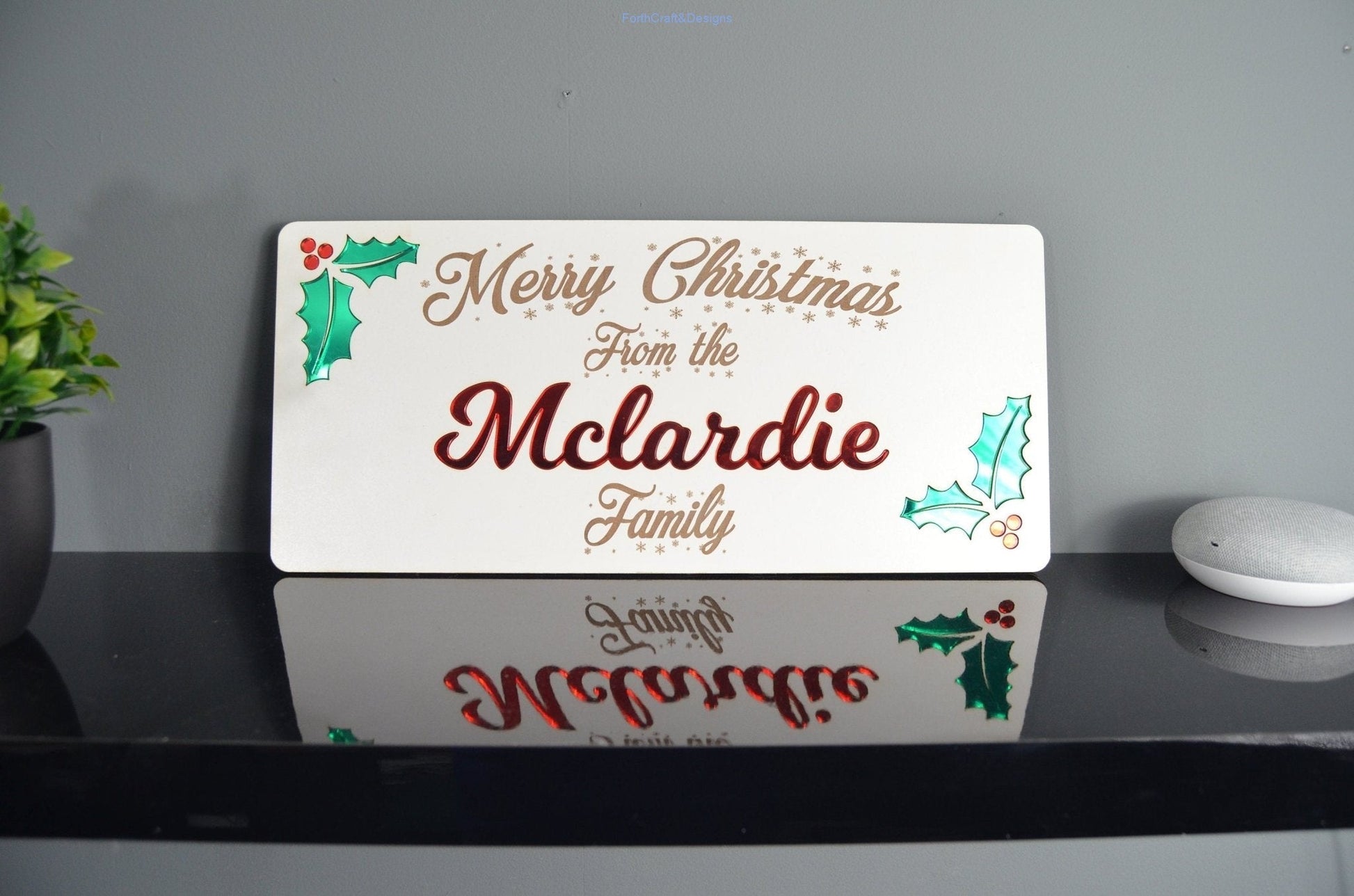 Personalised christmas family name sign,