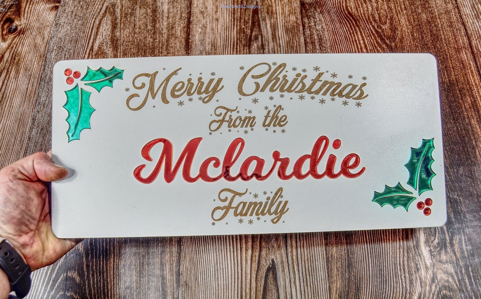 Personalised christmas family name sign,