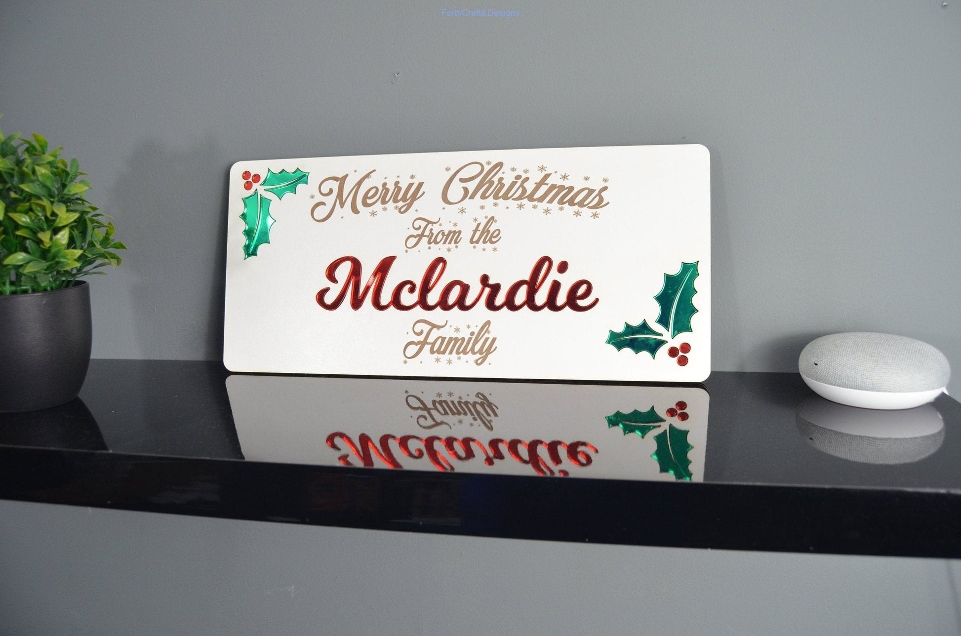 Personalised christmas family name sign,