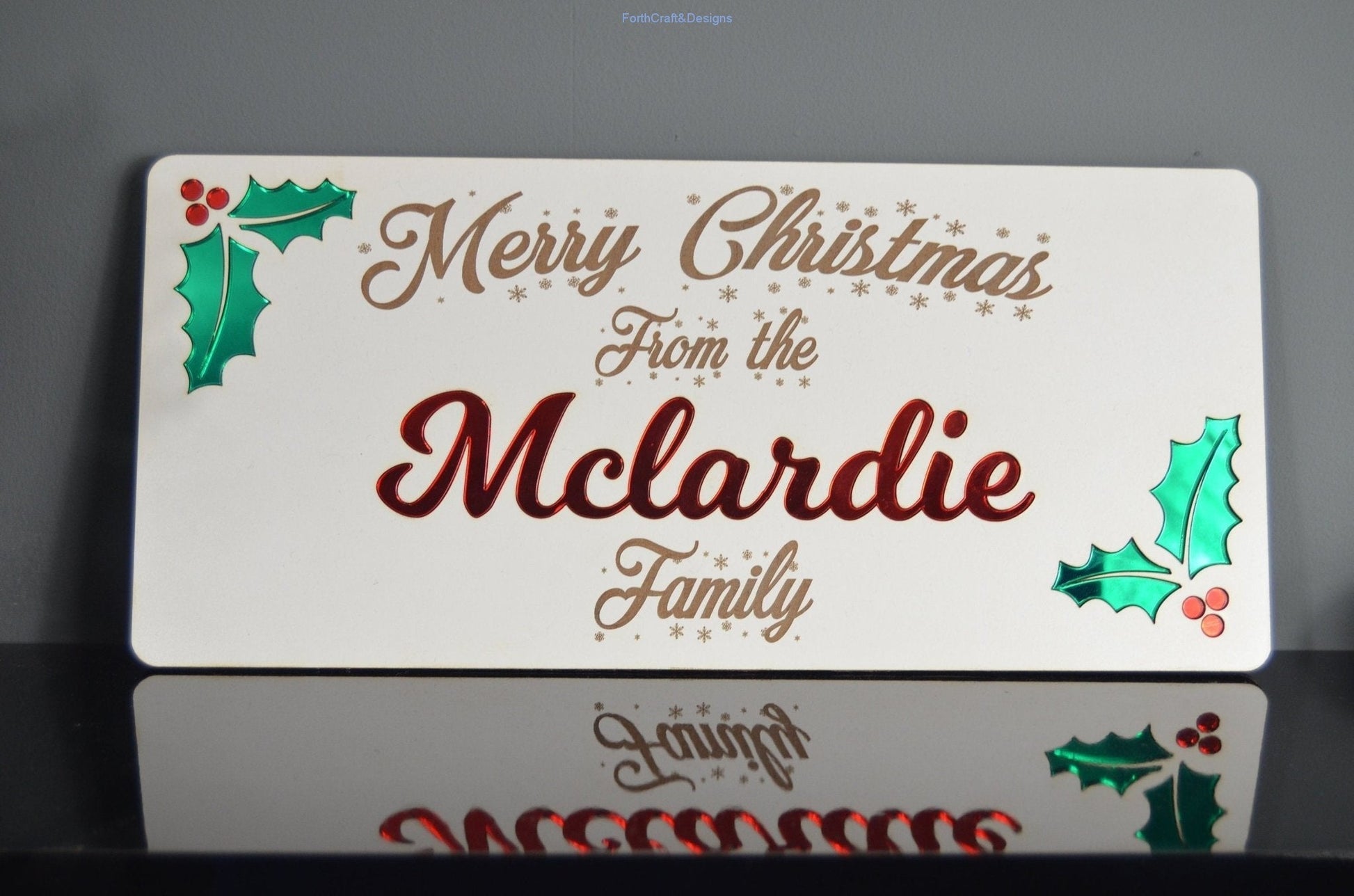 Personalised christmas family name sign,