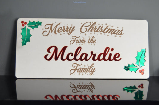 Personalised christmas family name sign,