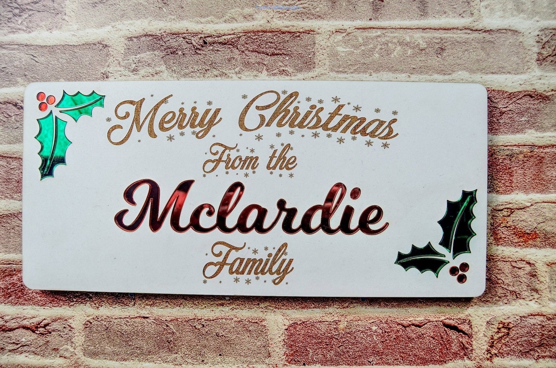 Personalised christmas family name sign,