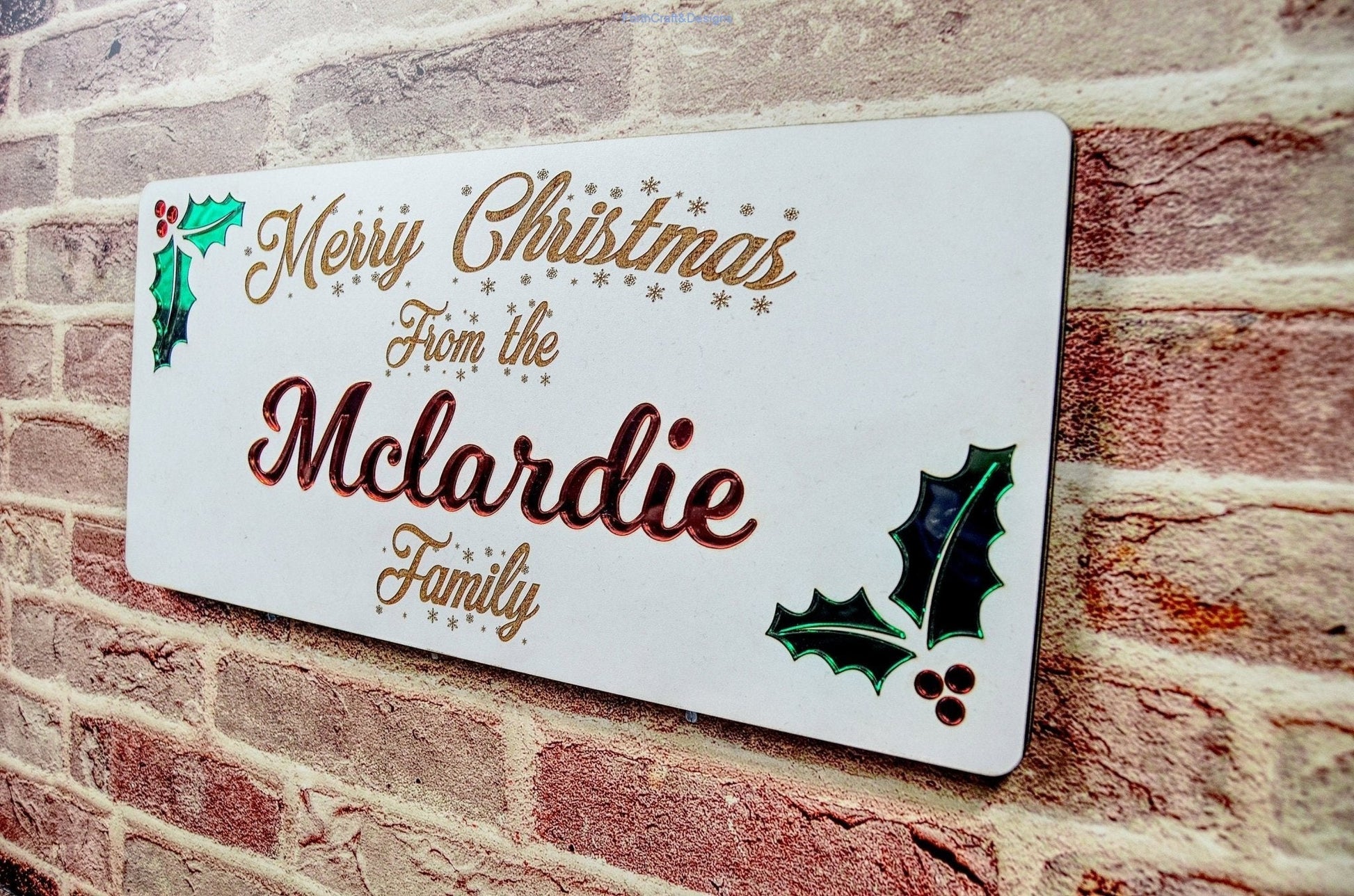 Personalised christmas family name sign,
