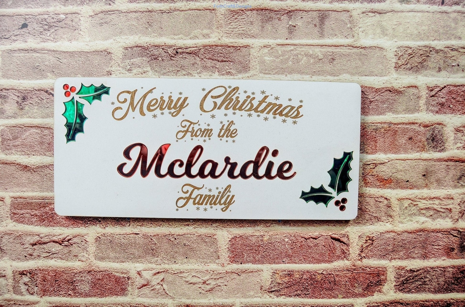 Personalised christmas family name sign,