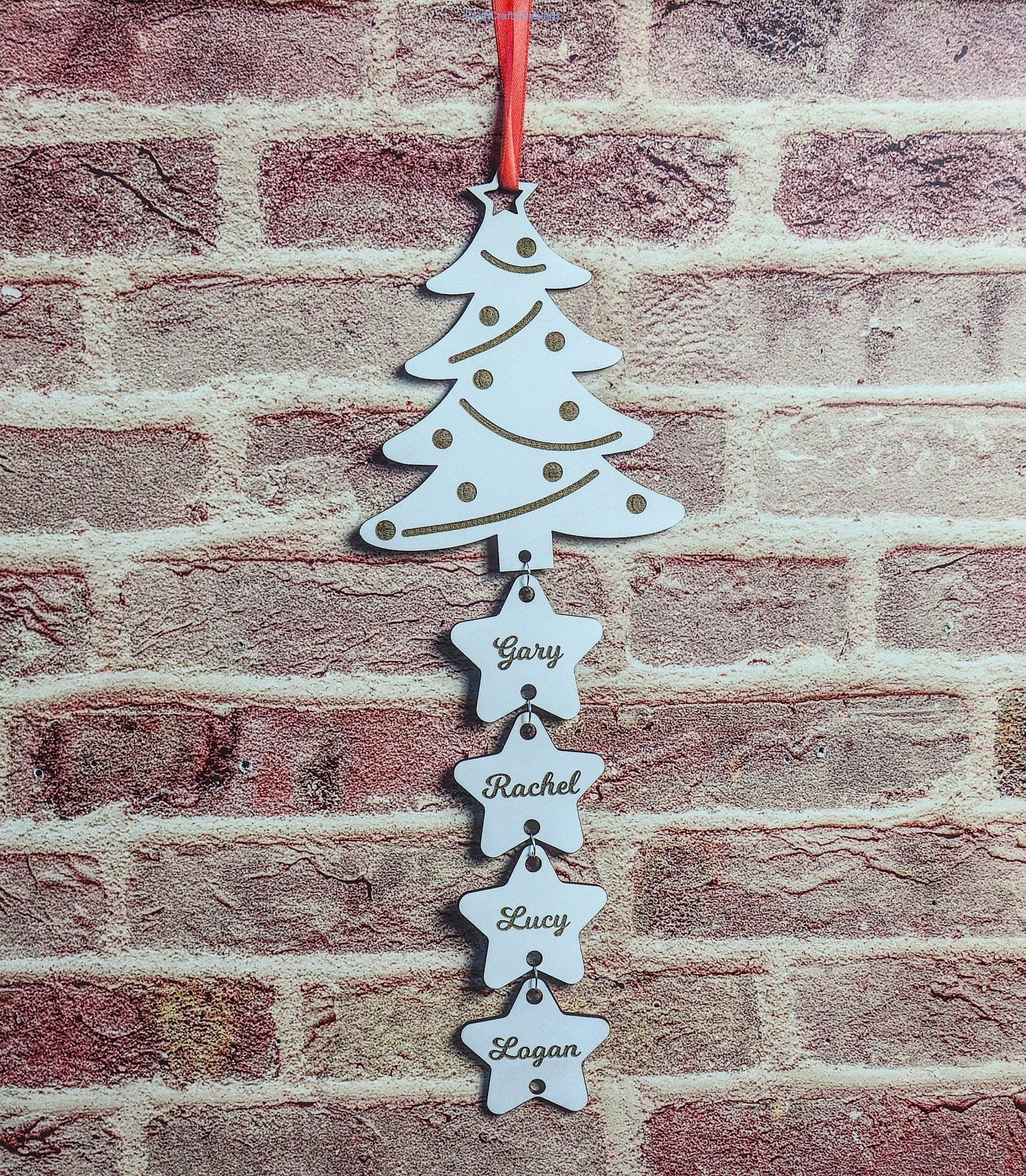 Personalised Christmas tree wall hanging.